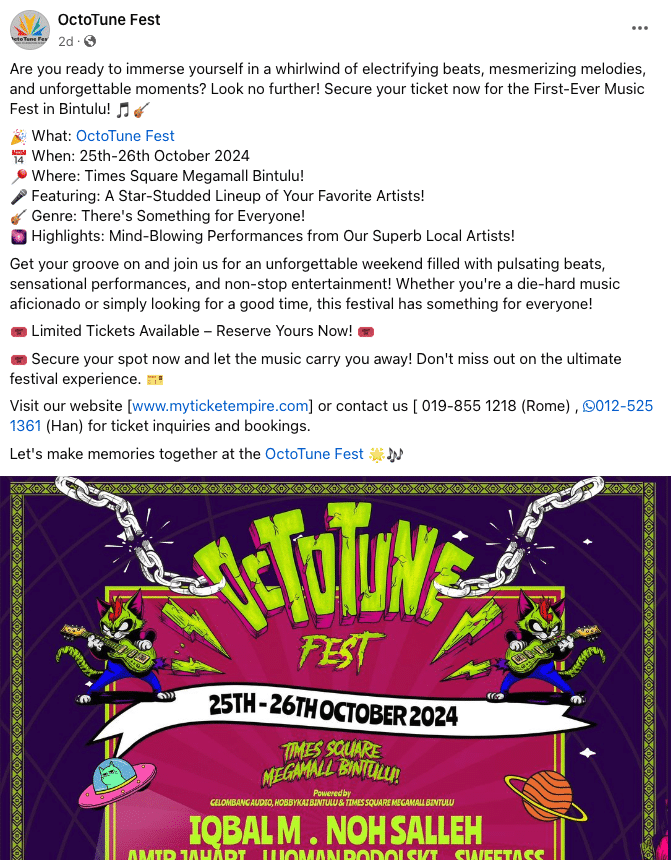 Festival Muzik Pertama 'OctoTune Fest' Bakal Gegarkan Bintulu Oktober Ini
